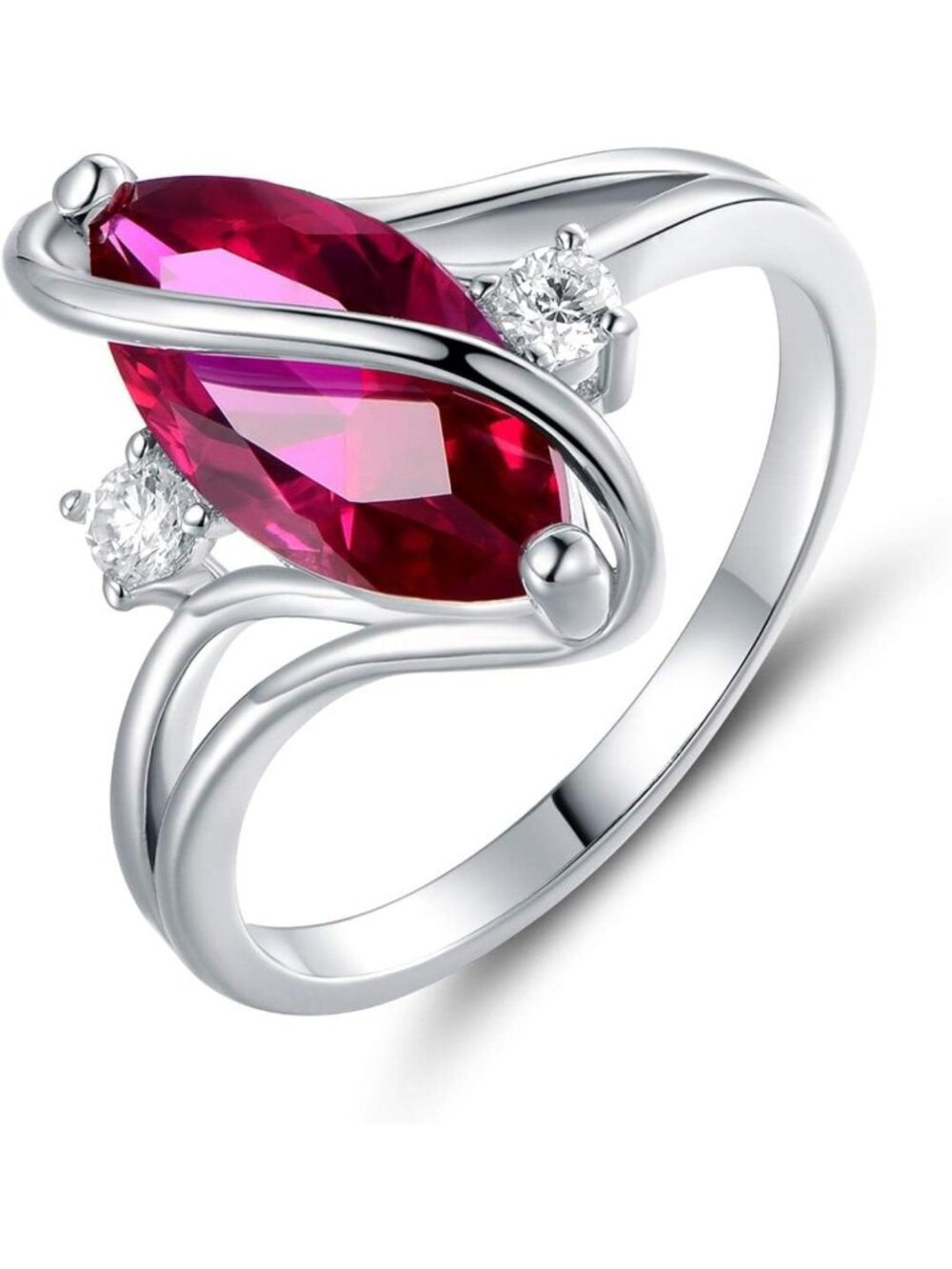 Stunning Rose Gold & White Gold Ring with Created Ruby, Opal & CZ Accents